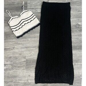 Olive + Oak Dress Set black skirt Cream Black top Crochet Boho Beach NWT Small
